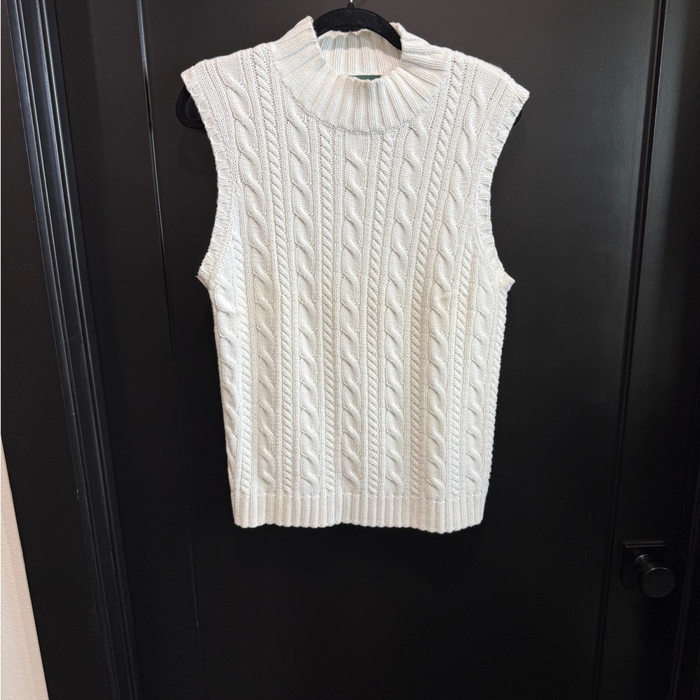 Ralph Lauren Sleeveless Cable Knit Mock Neck Sweater Vest